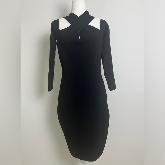 Milly Infusion Black Off The Shoulder Bodycon Chic Classic Sheath Dress - Picture 3 of 12